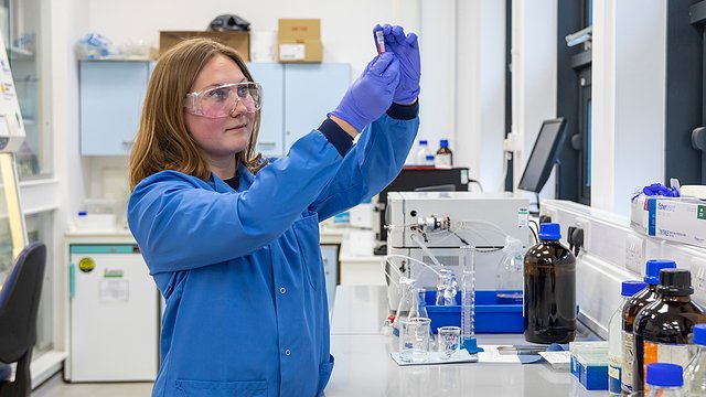 Student in the Level 2 Containment laboratory