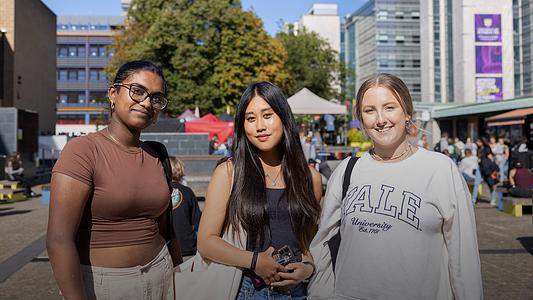 Students outside students' union during Welcome week