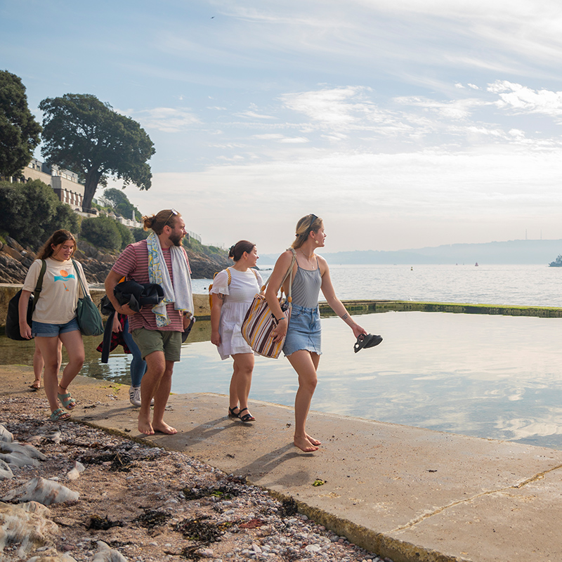 Wild swimmers at Firestone Bay