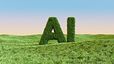 AI letters on a grassy field (3D render)