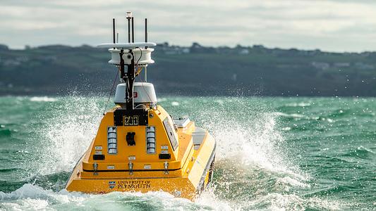 USV CETUS is a C-Worker 4 unmanned surface vehicle developed and supplied by L3Harris Technologies (Credit University of Plymouth)